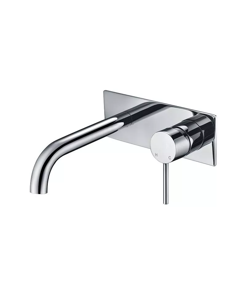 IKON Hali Chrome Curved Wall Mount Basin or Bath Mixer