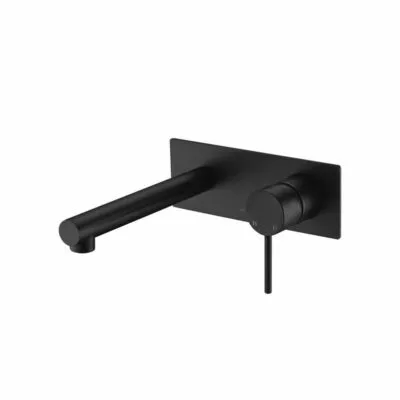 IKON Hali Matt Black Wall Mount Basin or Bath Mixer