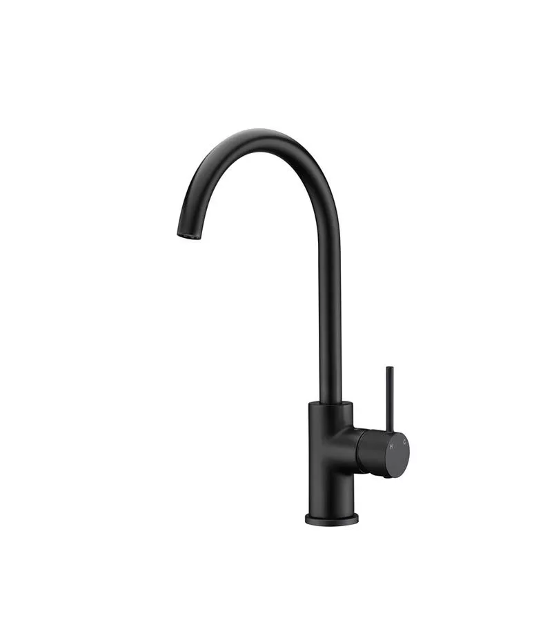 IKON Hali Matt Black Gooseneck Sink Mixer