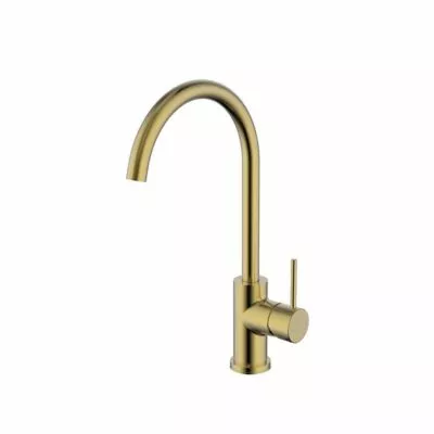 IKON Hali Brushed Gold Gooseneck Sink Mixer