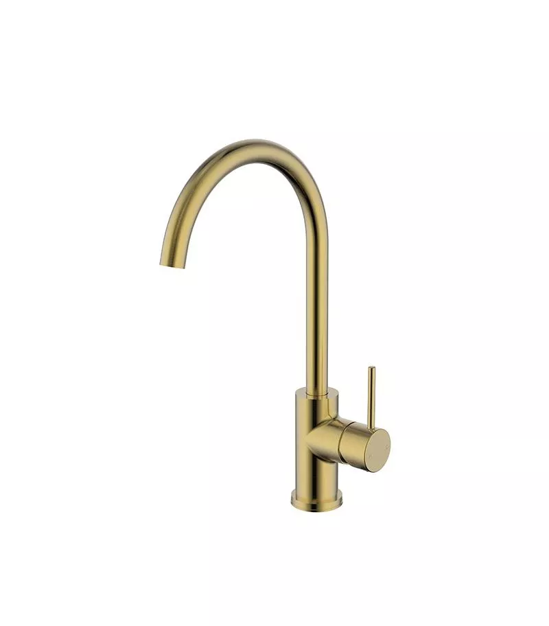 IKON Hali Brushed Gold Gooseneck Sink Mixer