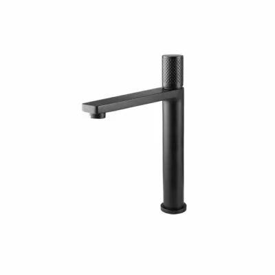 Gabe Matt Black Tall Basin Or Sink Mixer With Matt Black Handle