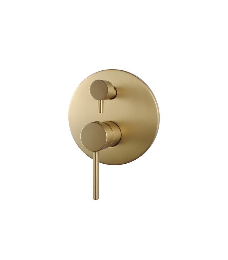 Pentro Brushed Yellow Gold Wall Mixer With Diverter