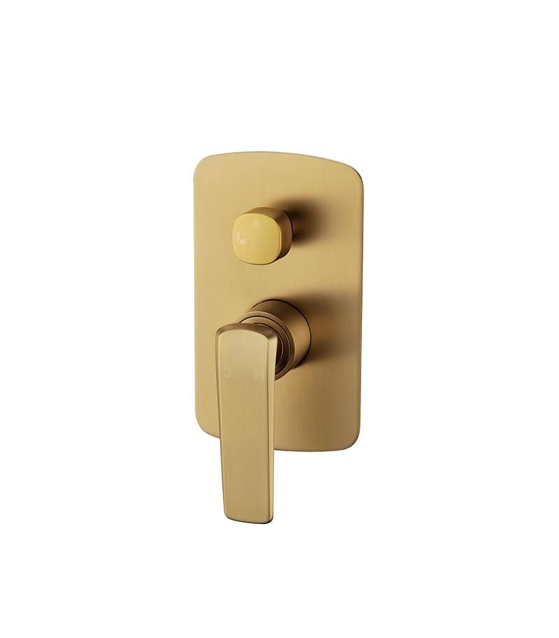 Esperia Brushed Yellow Gold Wall Mixer With Diverter