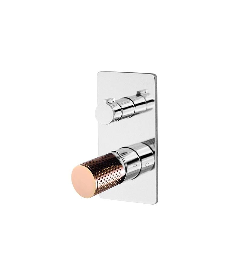 Gabe Chrome Plate Wall Diverter Mixer With Rose Gold Handle
