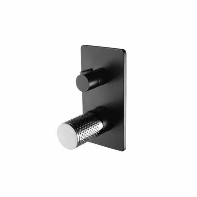 Gabe Matt Black Plate Wall Diverter Mixer With Chrome Handle