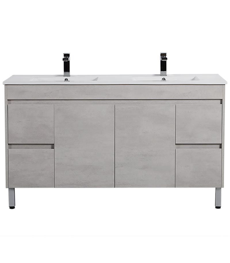 Concreto 1500mm Double Bowls Plywood Freestanding Vanity
