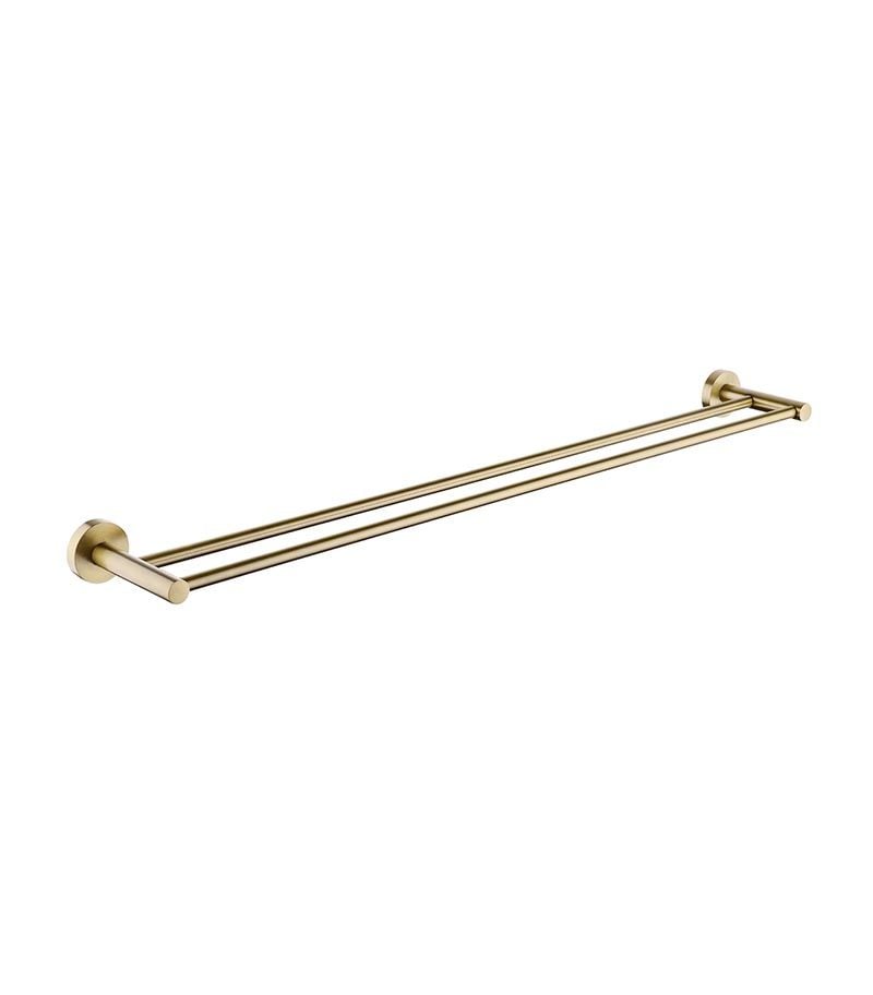 Pentro Double Towel Rail 800mm - Brushed Yellow Gold