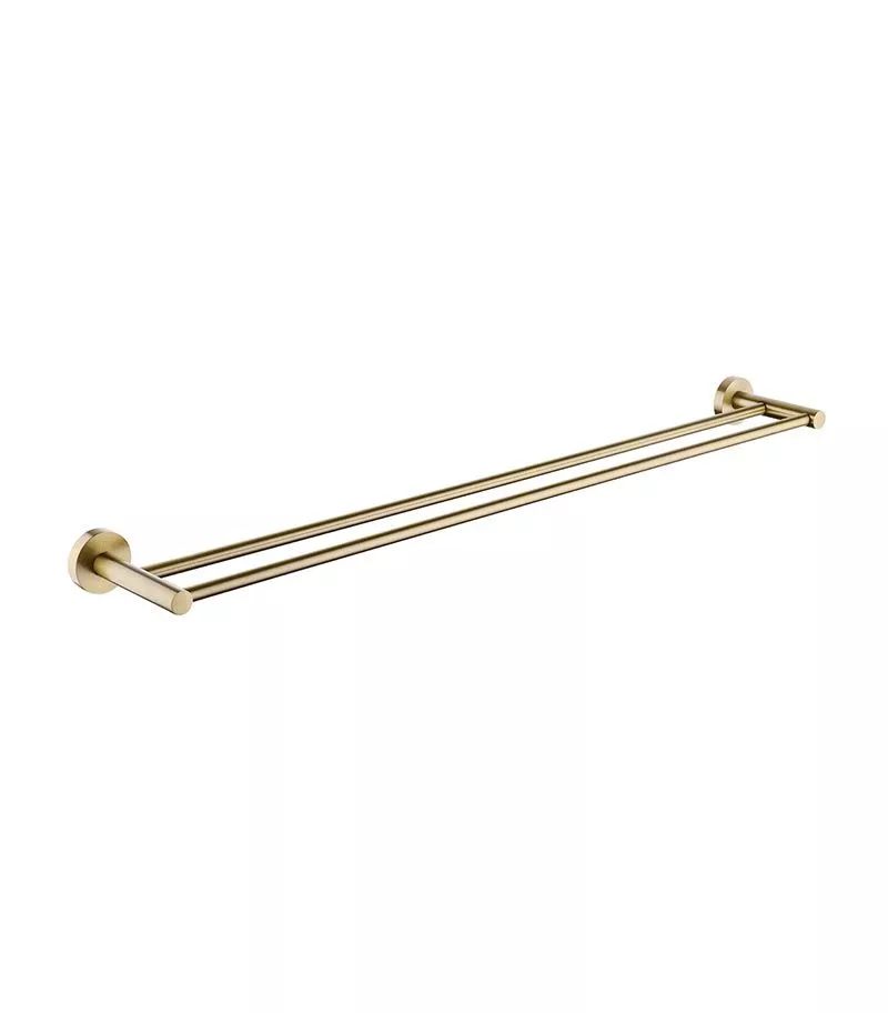 Pentro Brushed Yellow Gold Double Towel Rail 790mm