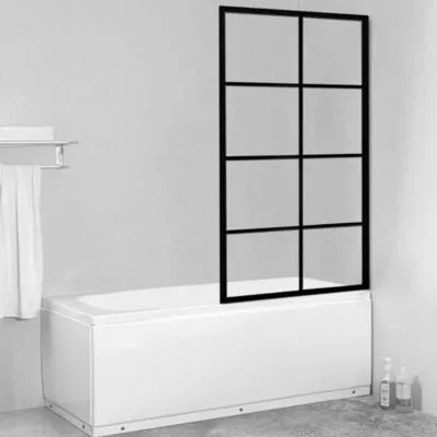 6mm Glass Matt Black Grid Fixed Bath Screen