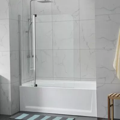 6mm Glass Fixed & Swing Panels Bath Screen - Chrome