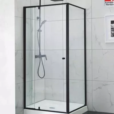 Matt Black Adjustable Semi Frameless Shower Screen