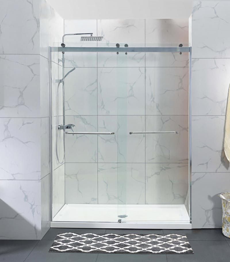 Chrome By-Passing Doors Frameless Wall To Wall Shower Screen