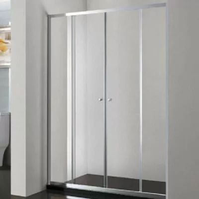 Horizontal Chrome Semi-Frameless Wall to Wall Shower Screen Double Sliding Doors