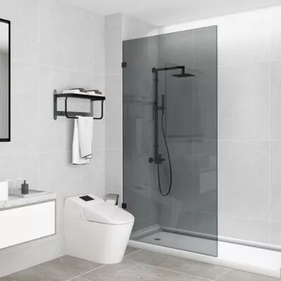 Grey Glass Single Frameless Shower Screen Panel