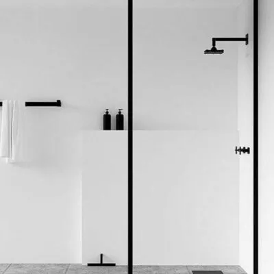 Black Full Framed 10mm Single Panel Shower Screen