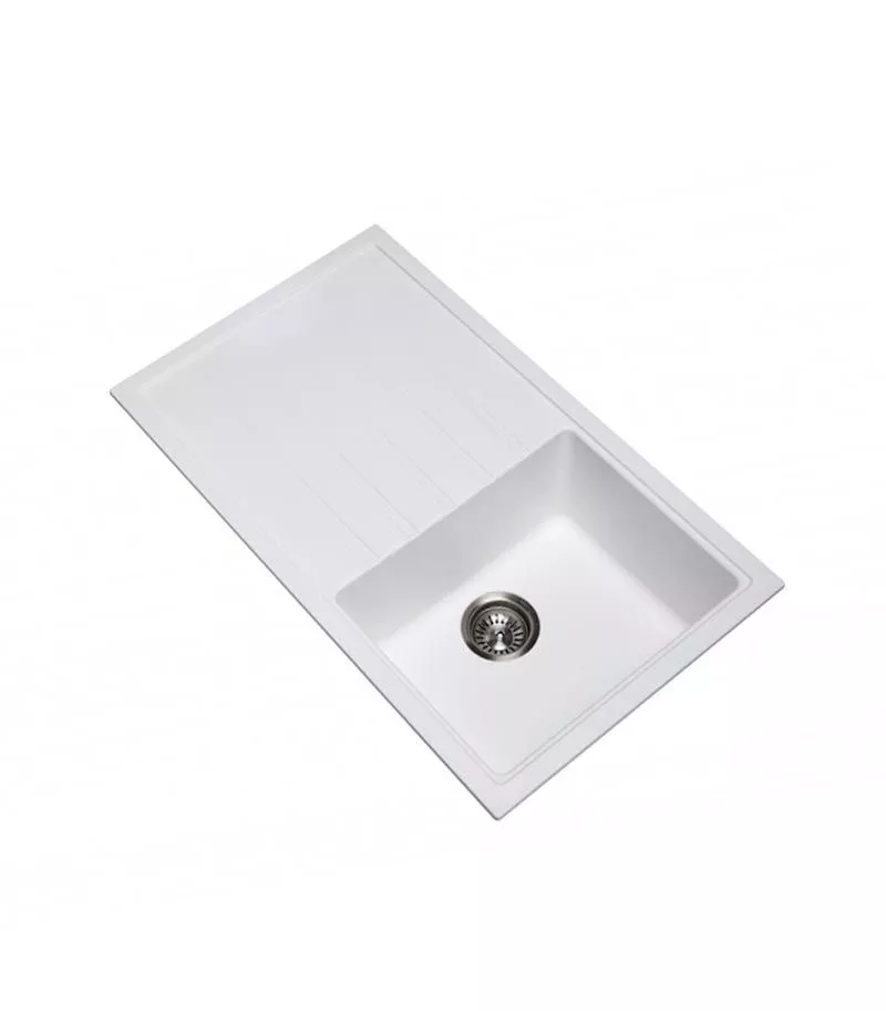 Carysil 1000mm White Single Bowl With Drainer Board Granite Kitchen Sink TWMD-100LW