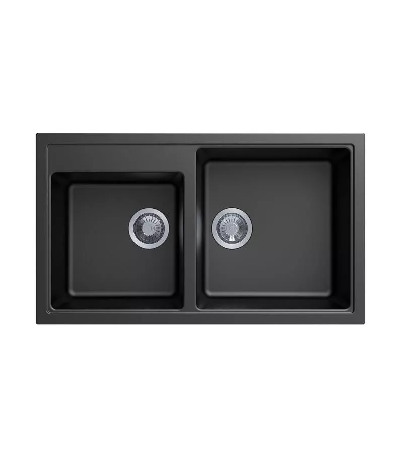 Carysil 860mm Black Double Bowls Granite Kitchen Sink TWMN-200