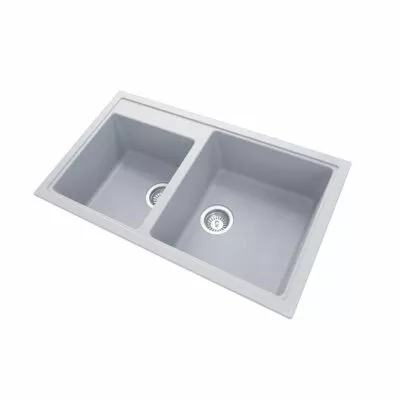 Carysil 860mm Concrete Gey Double Bowls Granite Kitchen Sink TWMN-200G
