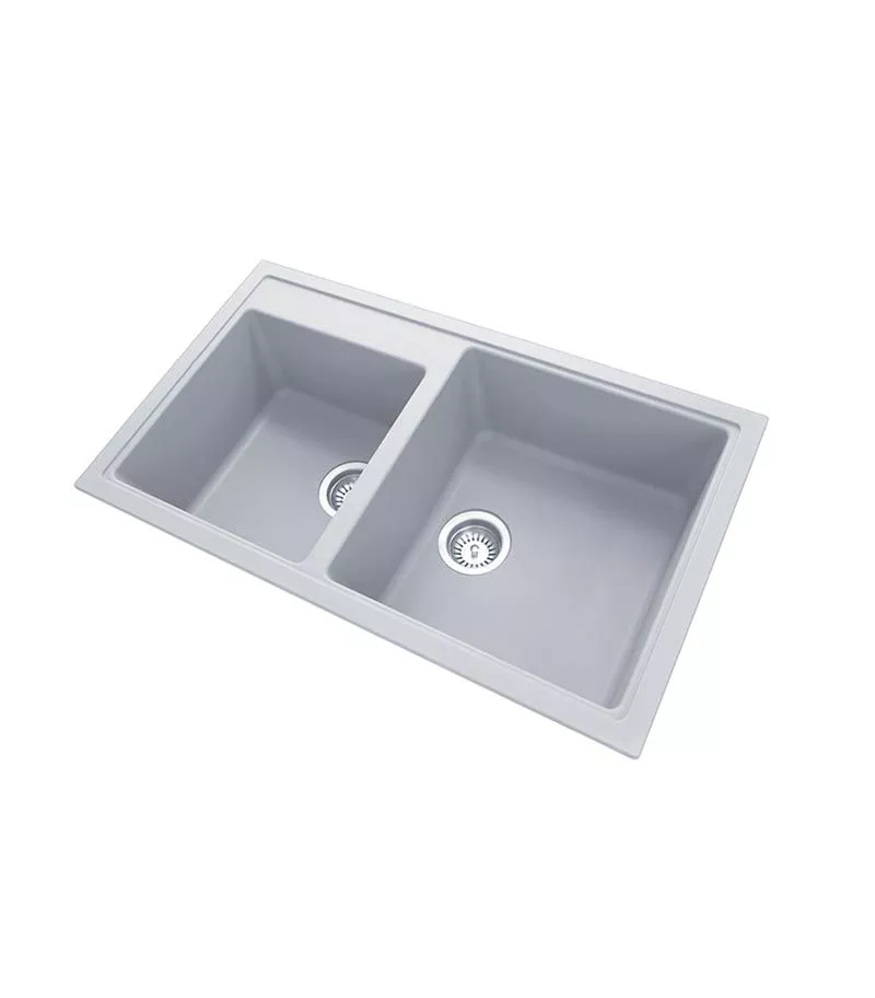 Carysil 860mm Concrete Gey Double Bowls Granite Kitchen Sink TWMN-200G