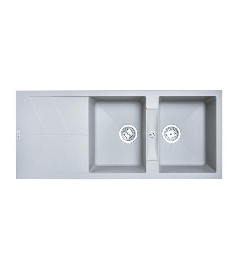 Carysil 1160mm Concrete Grey Double Bowls With Drainer Board Granite Kitchen Sink TWMD-200JG