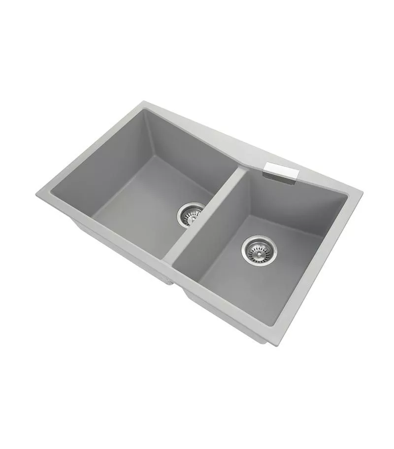 Carysil 800mm Concrete Grey Double Bowls Granite Top/Flush Mount Kitchen Sink TWM-3220G