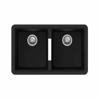Carysil 824mm Black Double Bowls Granite Undermount Kitchen Sink TWM3322