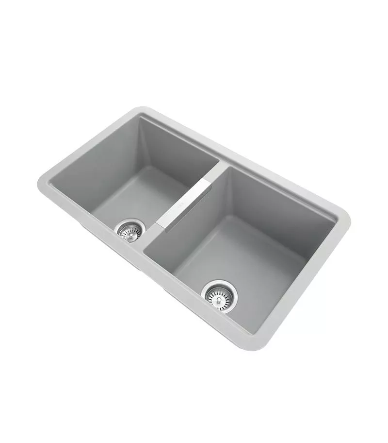 Carysil 824mm Concrete Grey Double Bowls Granite Undermount Kitchen Sink TWM3322-G