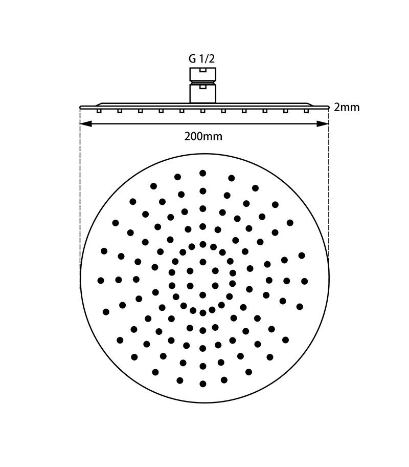 Specification For Aqua 200mm Round Ultra Thin Shower Head