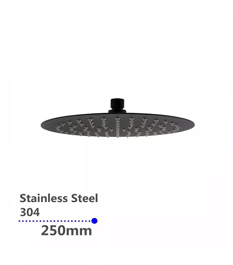 Aqua 250mm Round Ultra Thin Matt Black Shower Head