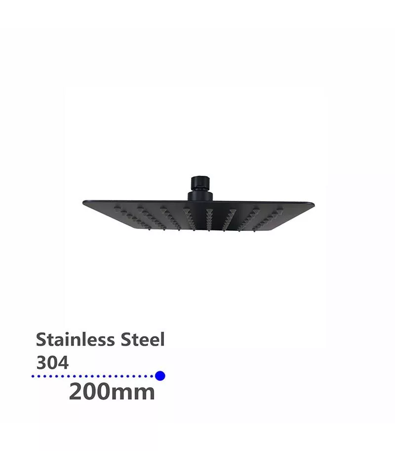Aqua 200mm Square Ultra Thin Matt Black Shower Head With Round Corner 2mm Thickness Aqua 200mm Square Ultra Thin Matt Black Shower Head With Round Corner 2mm Thickness