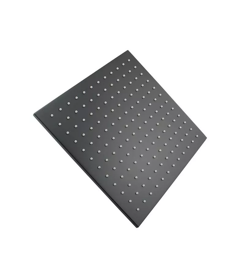 Aqua 200mm Square Matt Black Shower Head 8mm Thickness