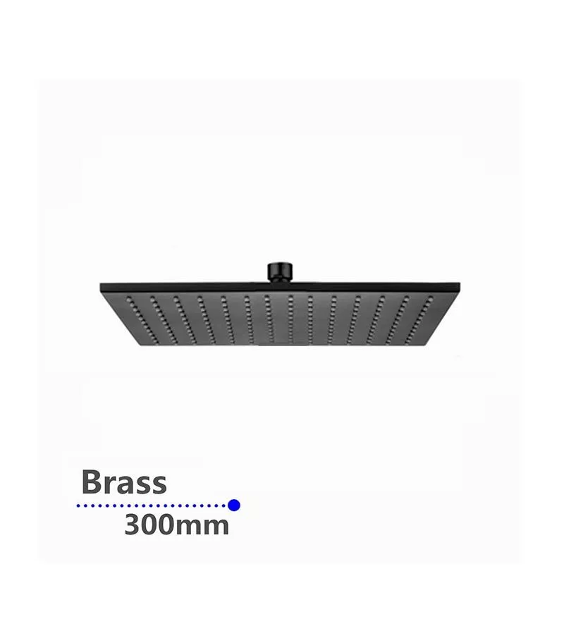 Aqua 300mm Square Matt Black Shower Head 8mm Thickness