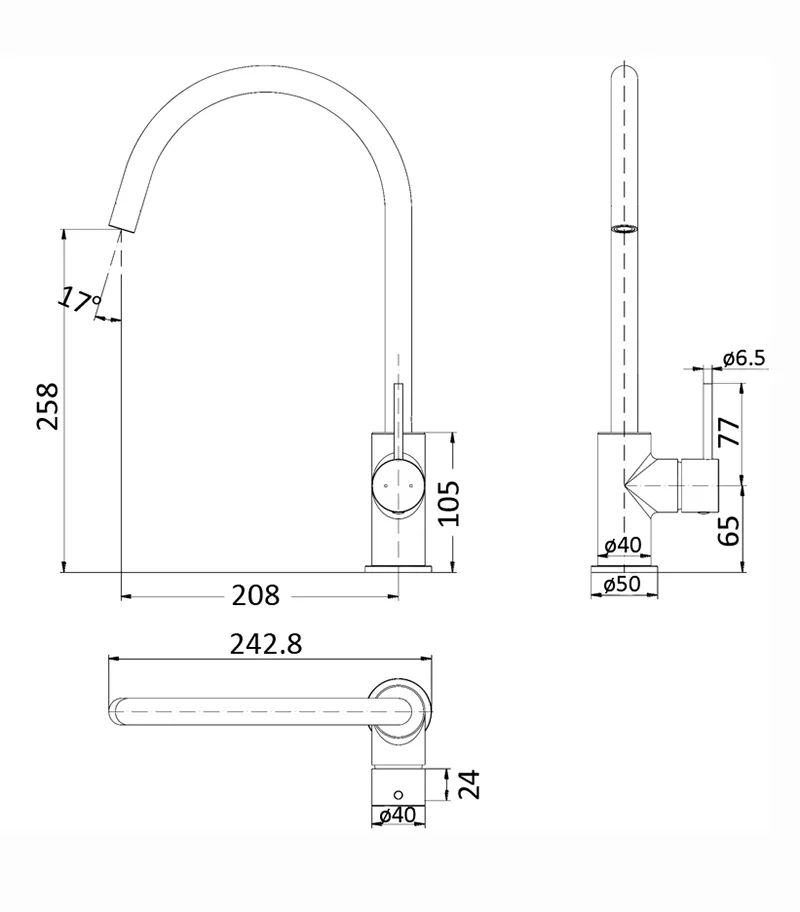 Specification For IKON Hali Gooseneck Sink Mixer