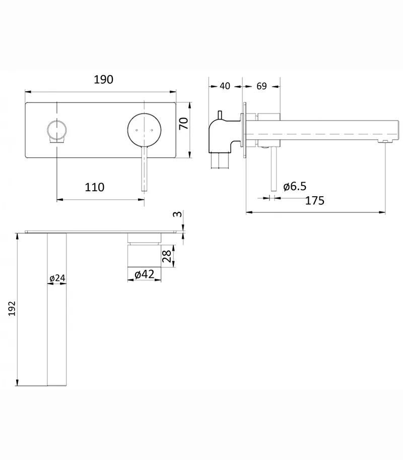 Specification For IKON Hali Wall Mount Basin or Bath Mixer