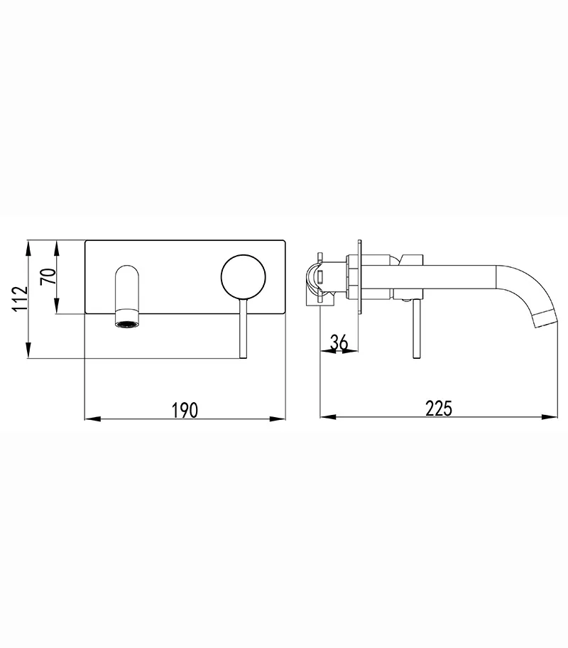 Specification For IKON Hali Curved Wall Mount Basin or Bath Mixer