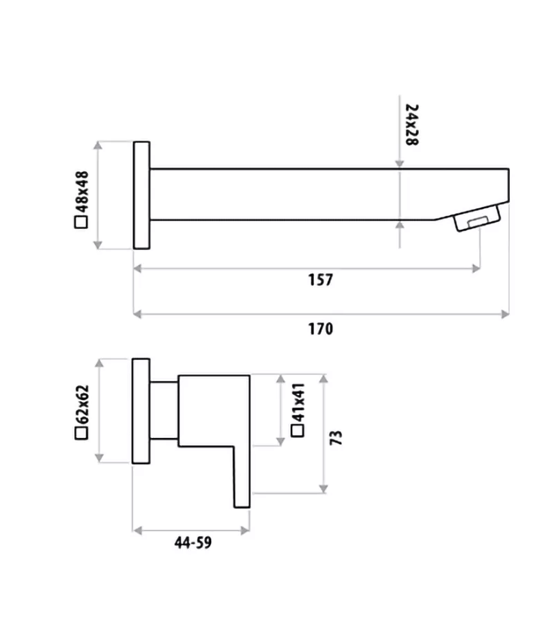 Specification For Bo Lauren Bath Tap Set 3/4 Turn