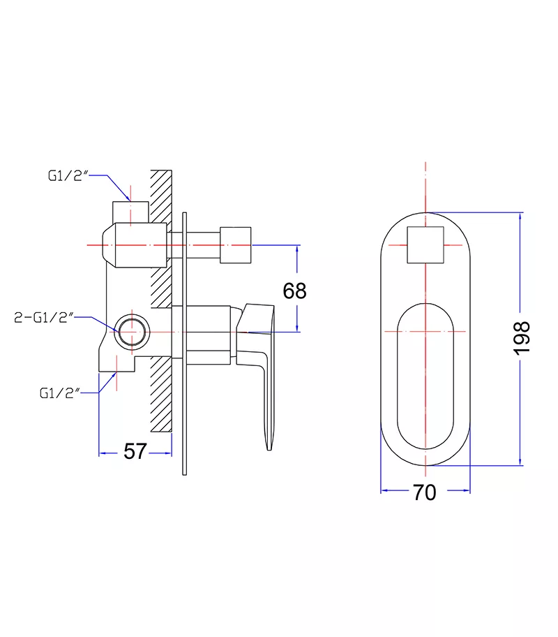 Specification For Cora Wall Mixer With Diverter