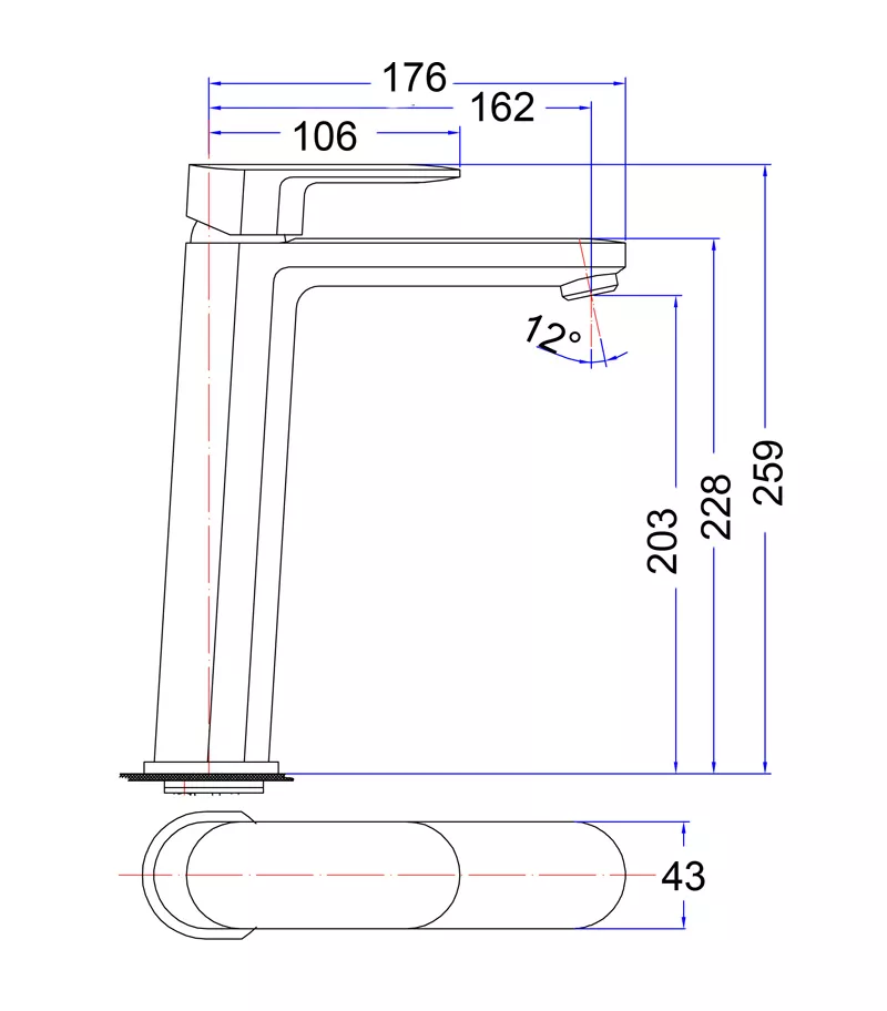 Specification For Cora Tall Basin Mixer