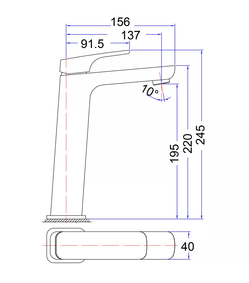 Specification For Eden Square Tall Basin Mixer