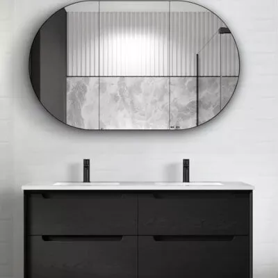 Byron Black Oak 1200mm Double Bowl Plywood Wall Hung Vanity BY1200BCT D