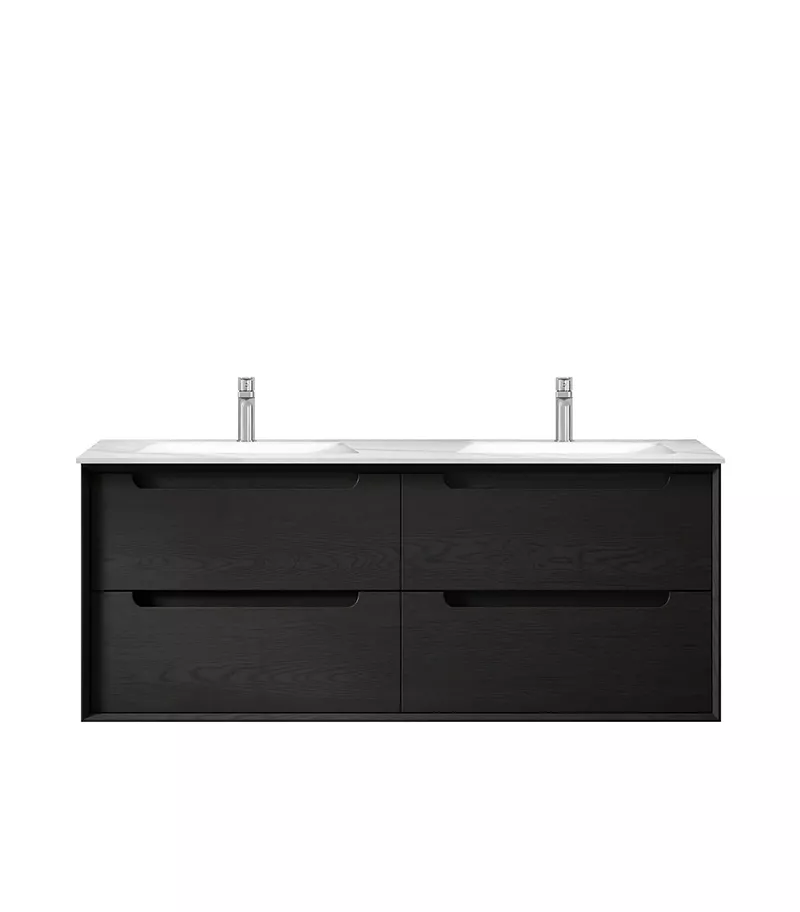 Byron Black Oak 1200mm Double Bowl Plywood Wall Hung Vanity BY1200BST DUB Byron Black Oak 1200mm Double Bowl Plywood Wall Hung Vanity BY1200BST DUB