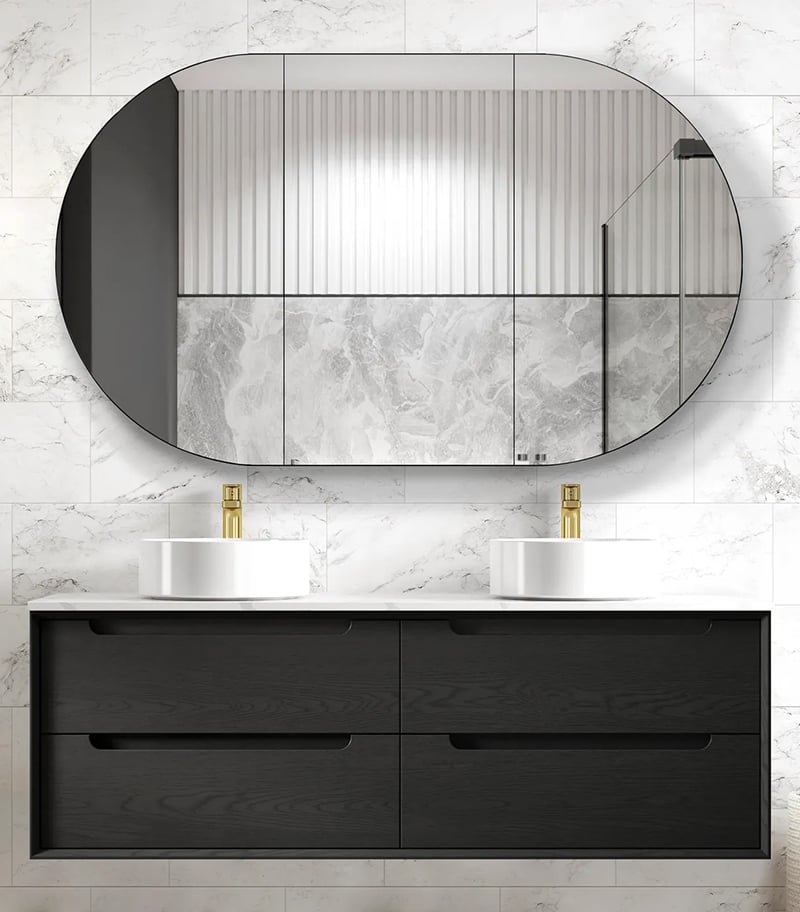 Byron Black Oak 1500mm Double Bowls Plywood Wall Hung Vanity BY1500BST
