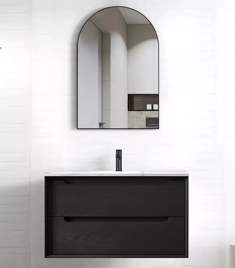 Byron Black Oak 900mm Plywood Wall Hung Vanity BY900BST UB Byron Black Oak 900mm Plywood Wall Hung Vanity BY900BST UB