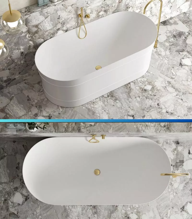 Bondi Freestanding Bath - Matt White Topview