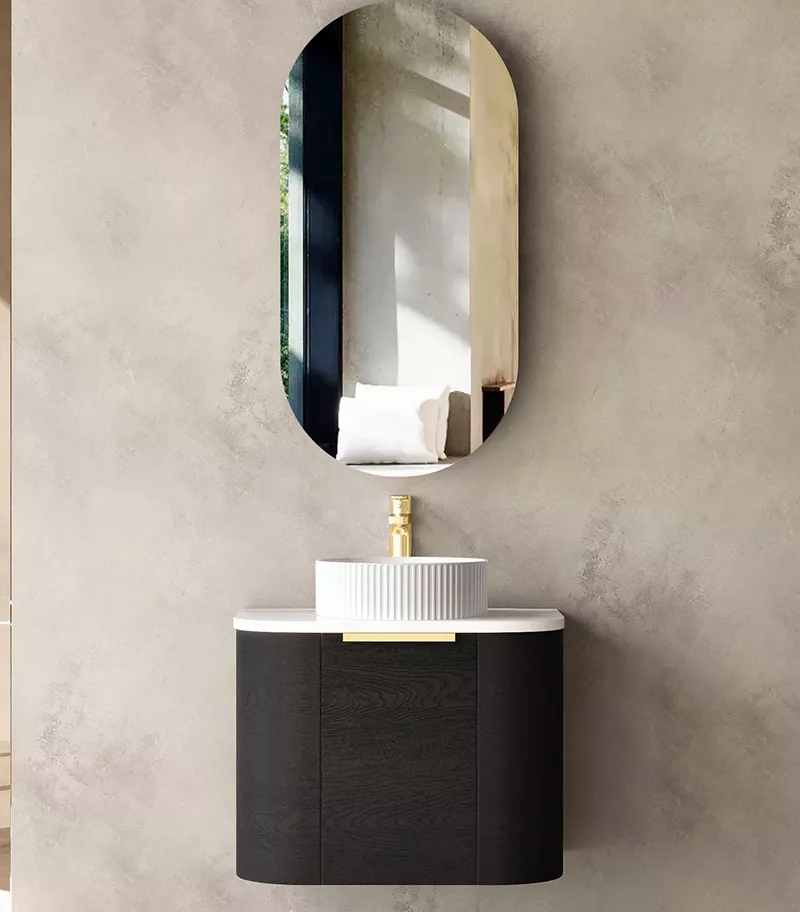 Bondi Black Oak 600mm Plywood Wall Hung Vanity BO600BST 01 Bondi Black Oak 600mm Plywood Wall Hung Vanity BO600BST 01