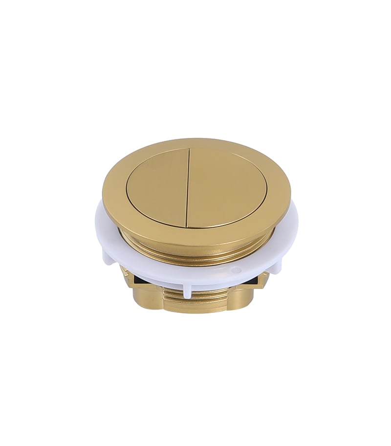Brushed Yellow Gold Round Press Toilet Button PB RBG Sideview