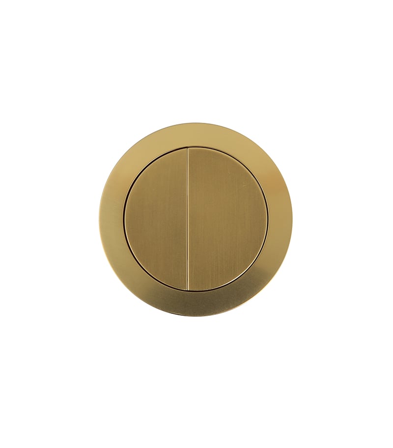 Brushed Yellow Gold Round Press Toilet Button PB RBG Topview