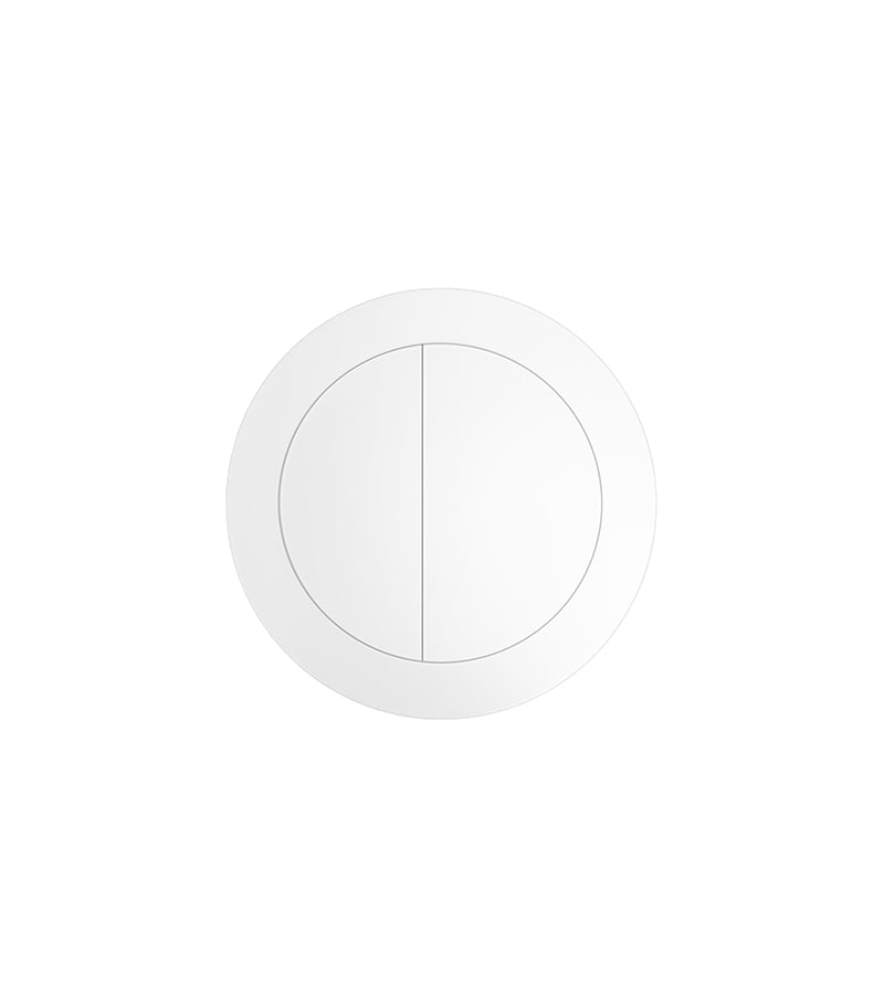 Satin White Round Press Toilet Button PB RMW Topview
