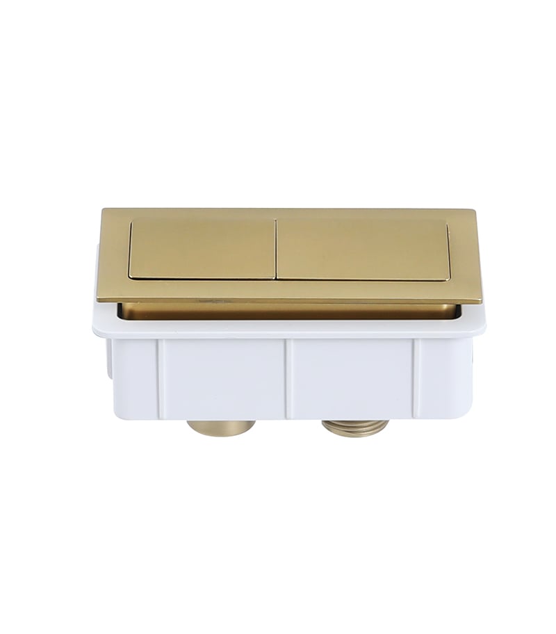 Brushed Yellow Gold Square Press Toilet Button PB SBG Sideview